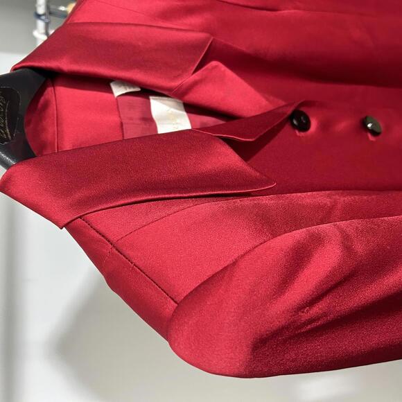 DANA BUCHMAN Womens (8) Ruby Red Silky Satin Blazer Jacket Lined - Picture 4 of 9